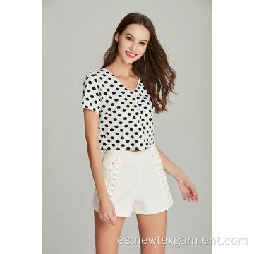 blusa de crepe con estampado de nuevas damas de moda para el verano